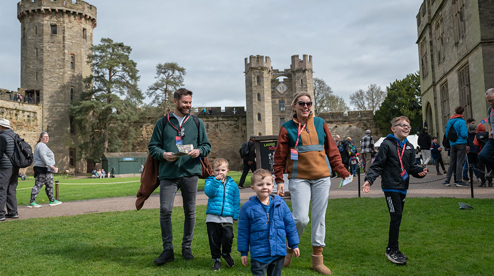 Young family with two boys at Warwick Castle